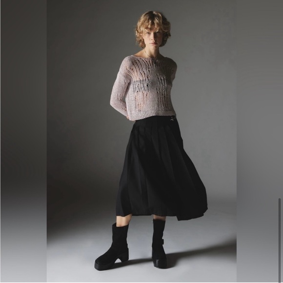 NWT SILENCE + NOISE Nora Sparkly Open Knit Sweater in Mauve MED - Picture 5 of 5